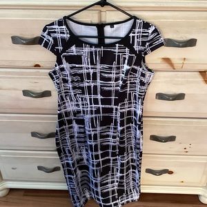 Funky Print Black & White Midi Dress